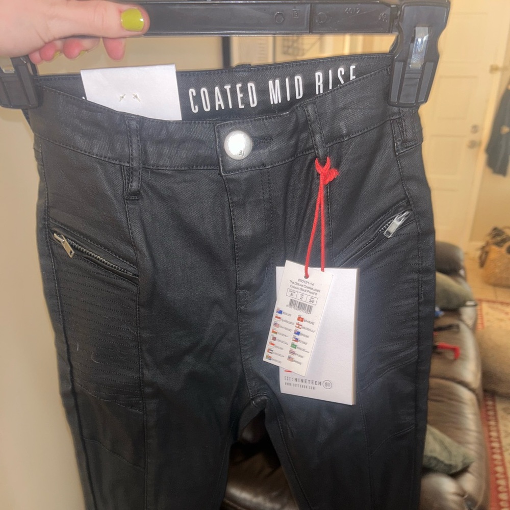 Faux leather black pants